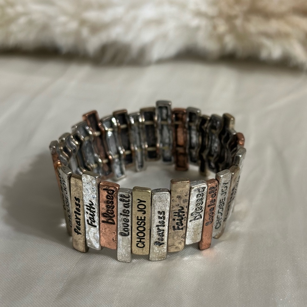 Inspirational Silver and Gold Tone Bracelet
